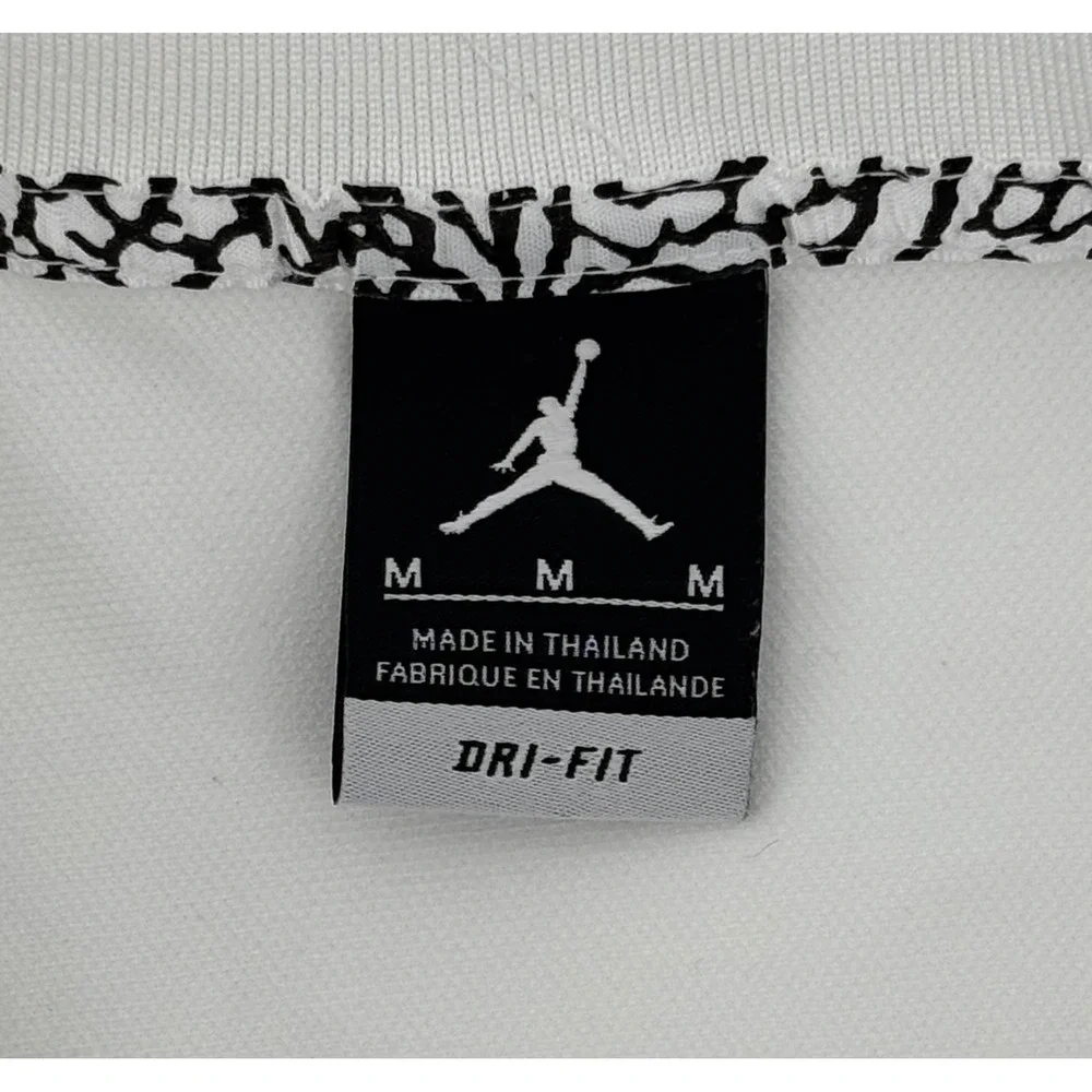 Nike Jordan Dri-Fit Golf Polo Shirt Men's Medium White Blue Jumpman Logo